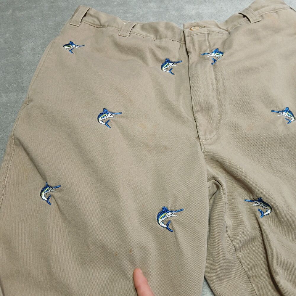 Berle 36x31 Mens Khaki Critter Pants Marlin Fish Embroidered Old Money Prep 36 - Picture 14 of 15